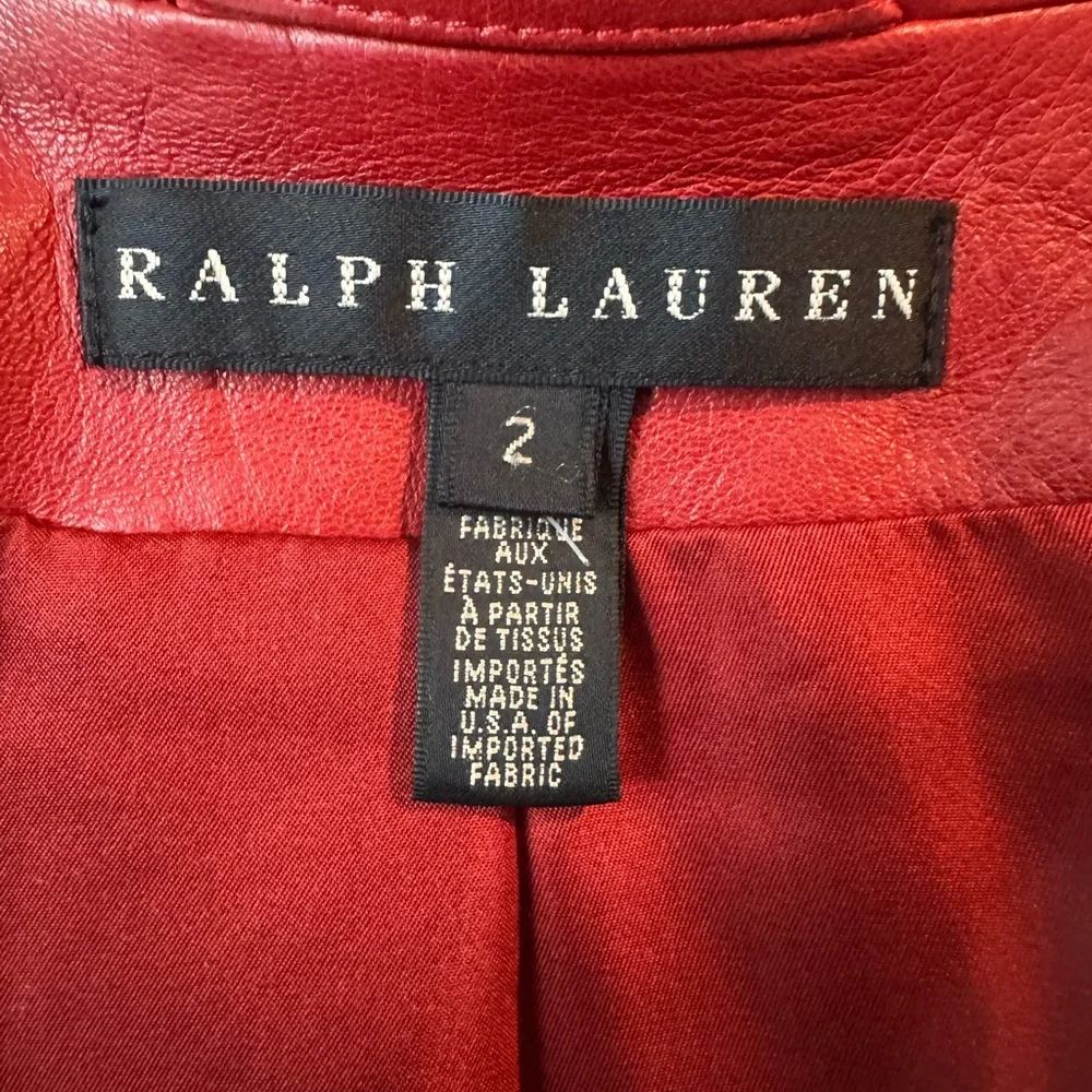 Ralph Lauren Red Leather Women's‎ Jacket 2 - Picture 7 of 9